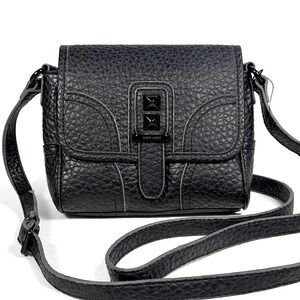 Nine West Rock Stud Black Mini Crossbody Bag Pebble Grain Studded Purse NWT